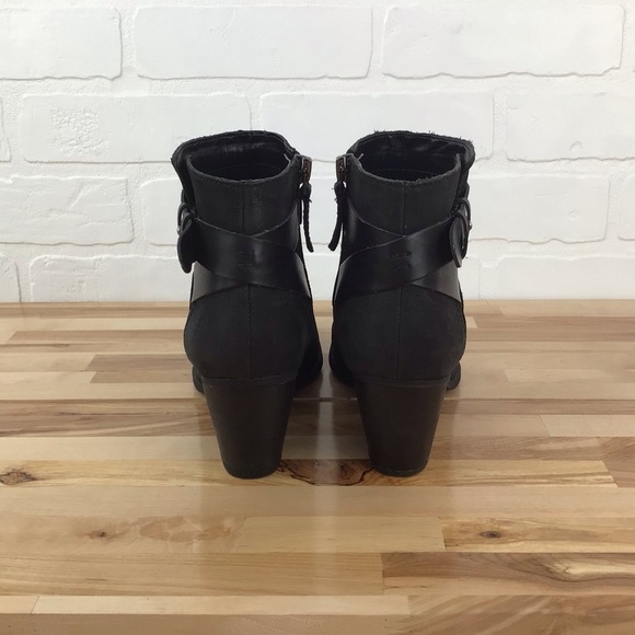 Franco Sarto booties black leather harness ankle boots southwestern western 6.5 - Picture 2 of 13